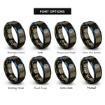 font options for inside engraving on gunmetal & blue tree rings rings