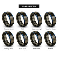 font options for inside engraving on gunmetal & blue tree rings rings