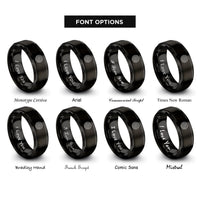font options for inside engraving on black tree rings knot rings