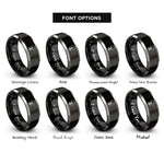 font options for inside engraving on black & silver tree roots rings