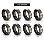 font options for inside engraving on black & gray tree roots rings