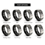 font options for inside engraving on black & silver tree roots rings