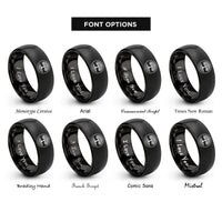 font options for inside engraving on black tree roots rings