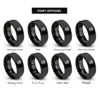 font options for inside engraving on black tree roots rings