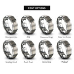 font options for inside engraving on silver tree roots rings