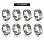 font options for inside engraving on grey tree roots rings