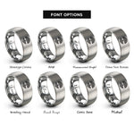 font options for inside engraving on silver tree roots rings