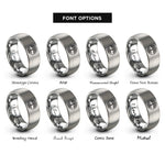 font options for inside engraving on gray tree roots rings