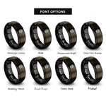 font options for inside engraving on gunmetal & black tree roots rings