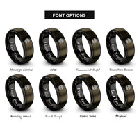 font options for inside engraving on gunmetal & black tree roots rings
