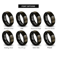 font options for inside engraving on gunmetal & black tree roots rings