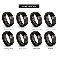 font options for inside engraving on black tree silhouette rings