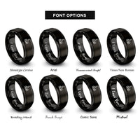 font options for inside engraving on black tree silhouette rings