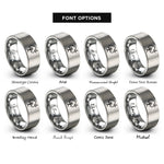 font options for inside engraving on silver tree silhouette rings