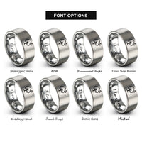 font options for inside engraving on silver tree silhouette rings