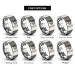 font options for inside engraving on gray tree silhouette rings