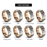 font options for inside engraving on rose gold & gray tree slope rings