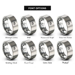 font options for inside engraving on silver treeline band rings