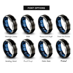 font options for inside engraving on black & blue & silver treeline moon rings