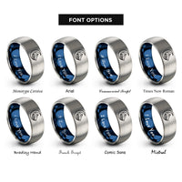 font options for inside engraving on blue & gray treeline moon rings