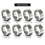 font options for inside engraving on silver treeline moon rings