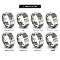 font options for inside engraving on gray treeline moon rings