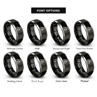 font options for inside engraving on black & grey trefoil rings