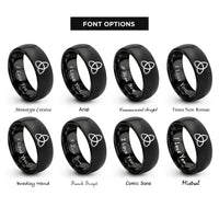 font options for inside engraving on black trefoil rings