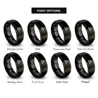 font options for inside engraving on black trefoil rings