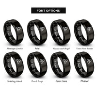 font options for inside engraving on black trefoil rings