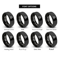 font options for inside engraving on black trefoil rings