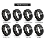 font options for inside engraving on black trefoil knot rings