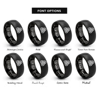 font options for inside engraving on black trefoil knot rings