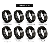 font options for inside engraving on black trefoil knot rings