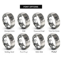 font options for inside engraving on gray trefoil knot rings
