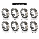 font options for inside engraving on silver trefoil knot rings