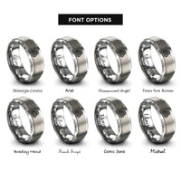 font options for inside engraving on silver trefoil knot rings