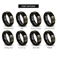 font options for inside engraving on gunmetal & black trefoil knot rings