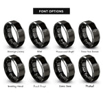 font options for inside engraving on black & gray trekker poles rings