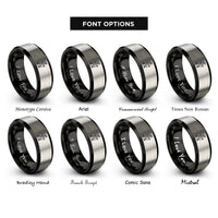 font options for inside engraving on black & grey trekker poles rings