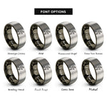 font options for inside engraving on gunmetal & silver trekker poles rings
