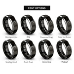 font options for inside engraving on black & silver trekking poles rings