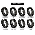font options for inside engraving on black & grey trekking poles rings