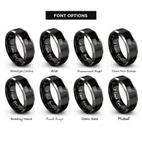 font options for inside engraving on black & grey tremolo bridge arm rings