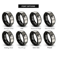 font options for inside engraving on black & silver tremolo bridge arm rings