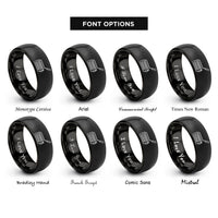 font options for inside engraving on black tremolo bridge arm rings