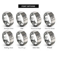 font options for inside engraving on grey tremolo strokes rings