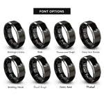 font options for inside engraving on black & grey trencher attachment rings
