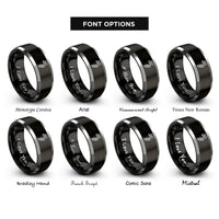 font options for inside engraving on black & grey trencher attachment rings