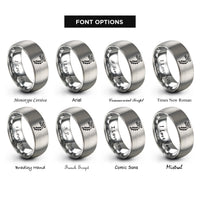 font options for inside engraving on gray trencher attachment rings